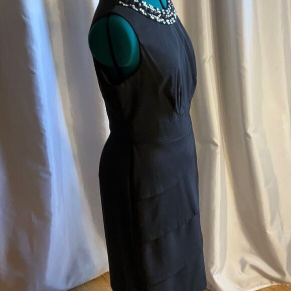 Black sleeveless dress with jeweled neckline in size 10 by CONNECTED APPAREL - Picture 7 of 12
